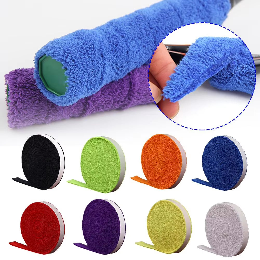 1 Reel 5M Towel Glue Grip Badminton Tennis Racket Overgrips Tape Racket Grip Grip Non-Slip Tape Band Sweat Badminton N6B9