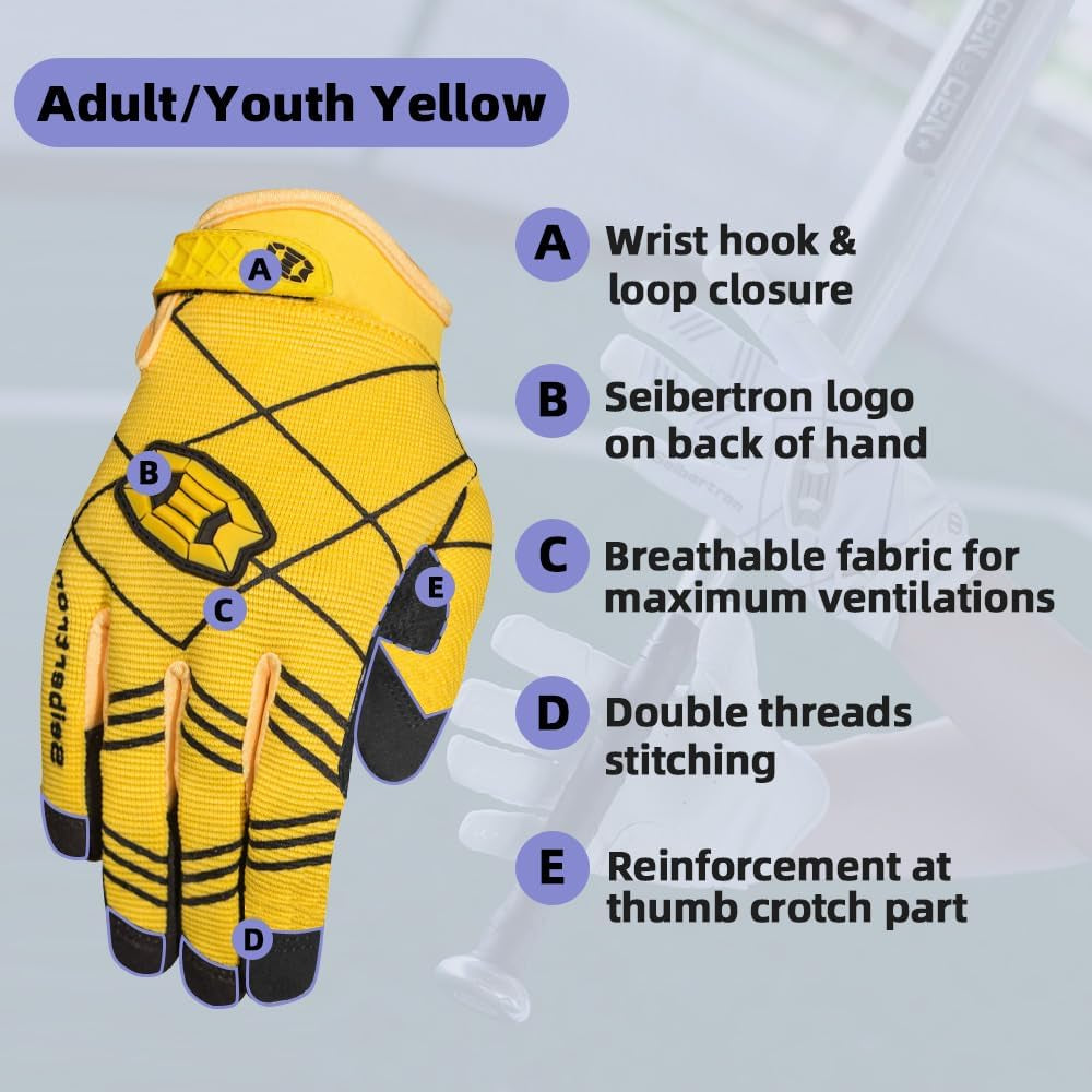 B-A-R PRO 2.0 Signature Baseball + Softball + Teeball Batting Gloves Super Grip Finger Multiple 11 Sizes + 5 Colors Available Fit Adult Youth Kids Boys Girls Mens Women