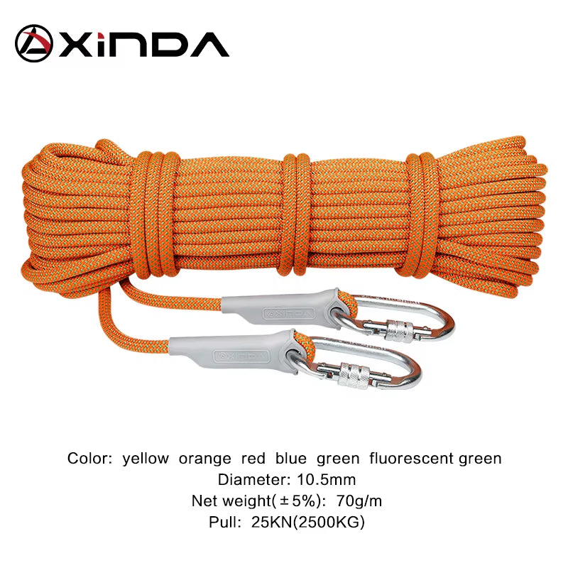 10M Professional Rock Climbing Rope 10.5Mm Diameter 5500Lbs High Strength Downhill Survival Safety Climbing