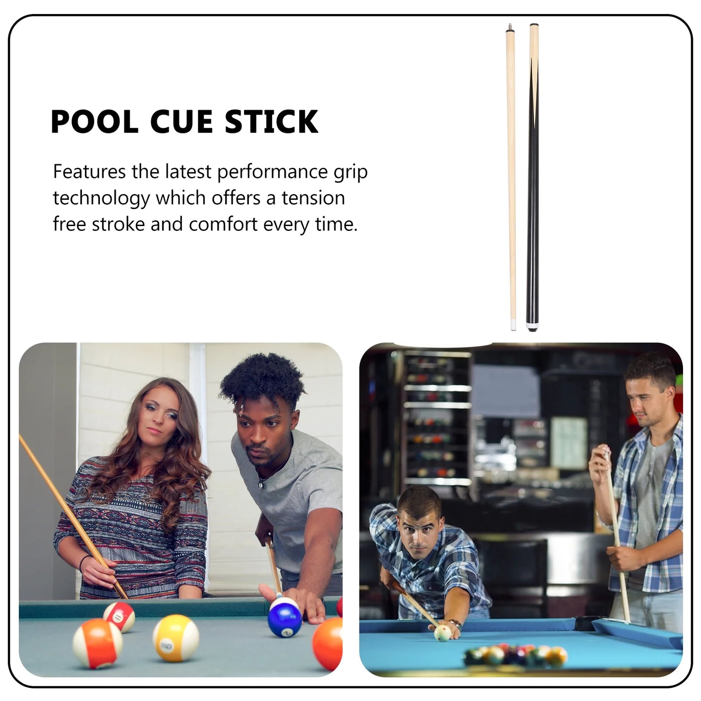 1-Piece Pool Cue Stick with 13Mm Tip 58" Professional Billiard Pool Cue Stick