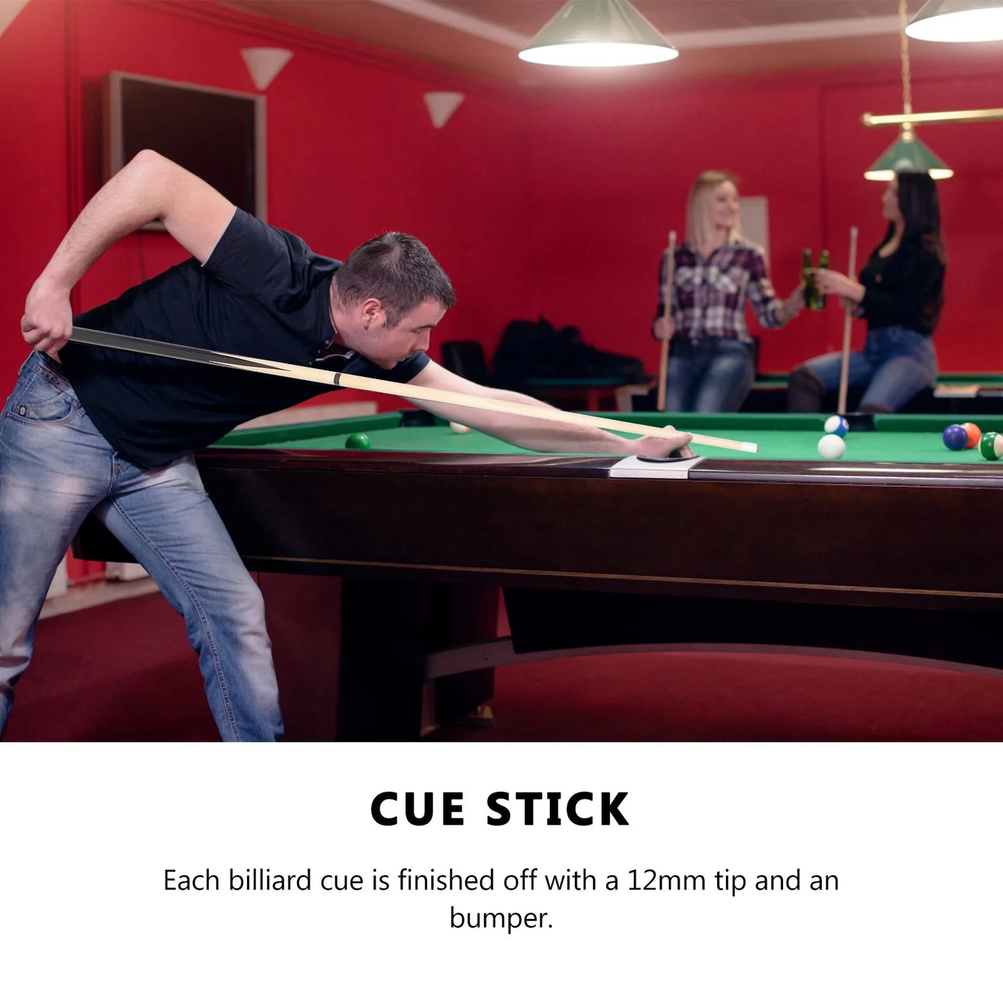 1-Piece Pool Cue Stick with 13Mm Tip 58" Professional Billiard Pool Cue Stick