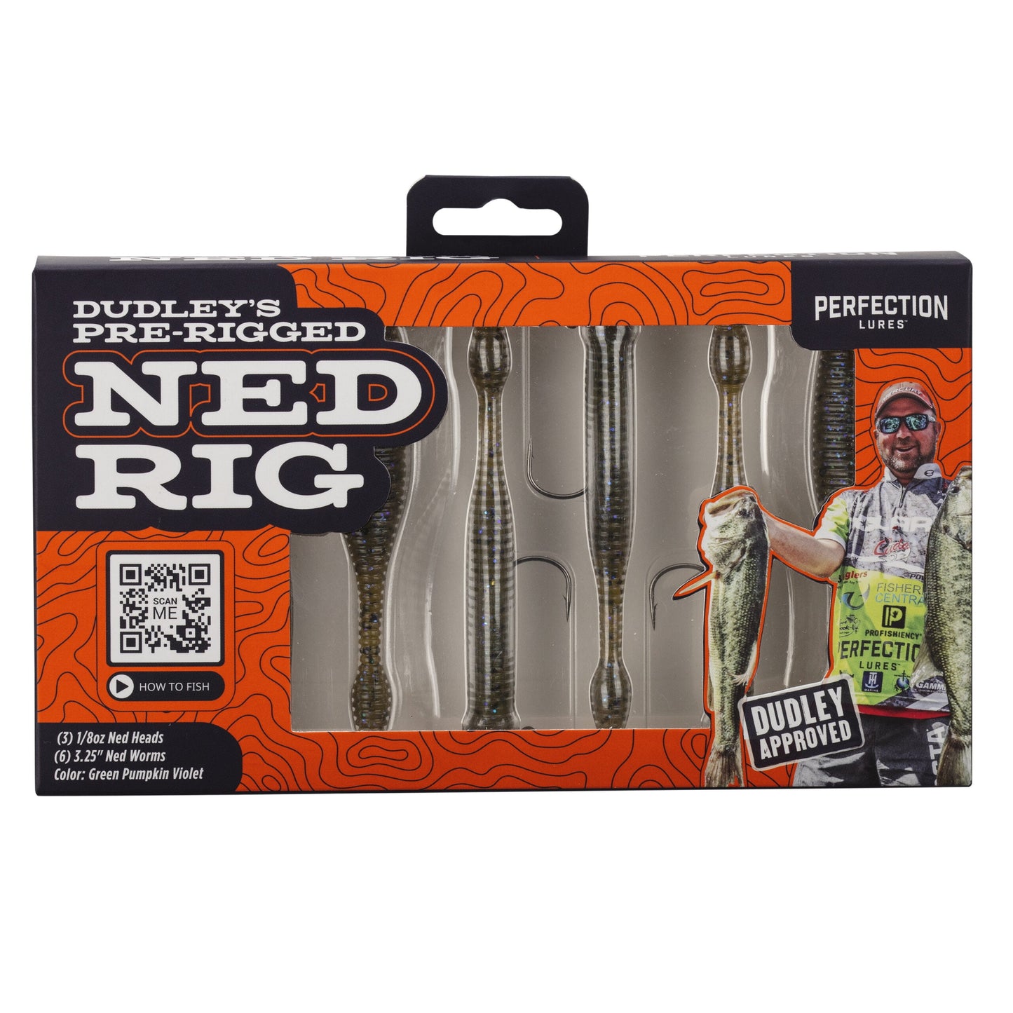 Dudley'S Pre-Rigged Green Pumpkin Violet Ned Rig Finesse Worm Bait Bass Trout Kit
