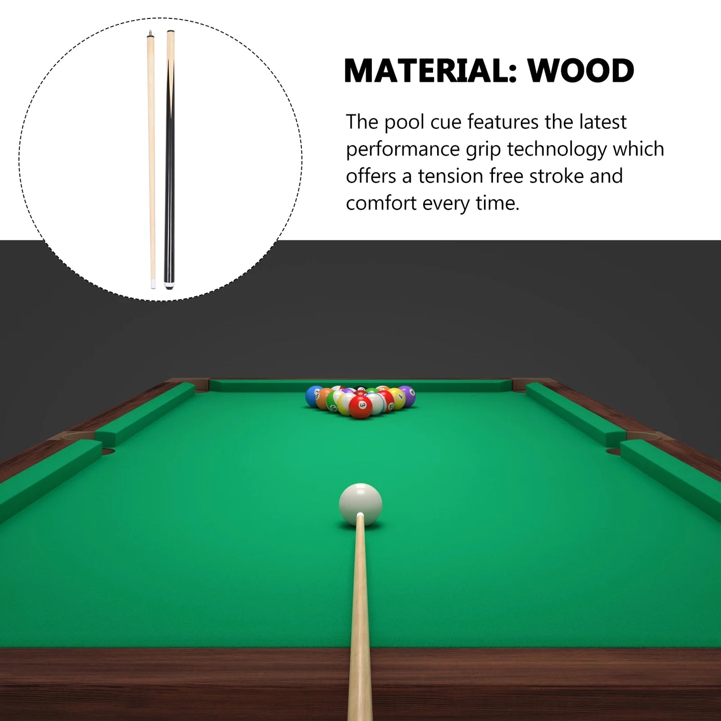 1-Piece Pool Cue Stick with 13Mm Tip 58" Professional Billiard Pool Cue Stick