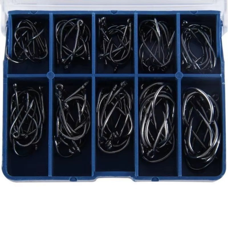 100Pcs Fishing Hooks Set Carbon Steel Single Circle Fishing Hook Fly Fishing Jip Barbed Carp Hooks Sea Tackle Accessories