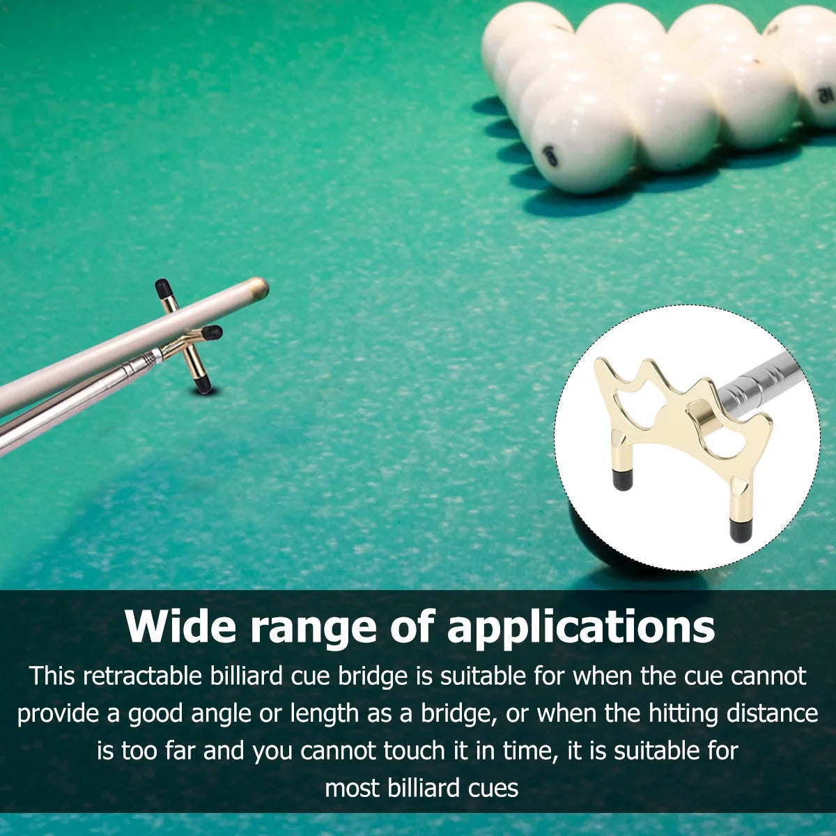 Retractable Billiard Bridge Stick Pool Table Billiards Cue Bridge Stick with Replaceable Bridge Head 12.8-60" Expandable Pool Stick Billiards for Pool Table