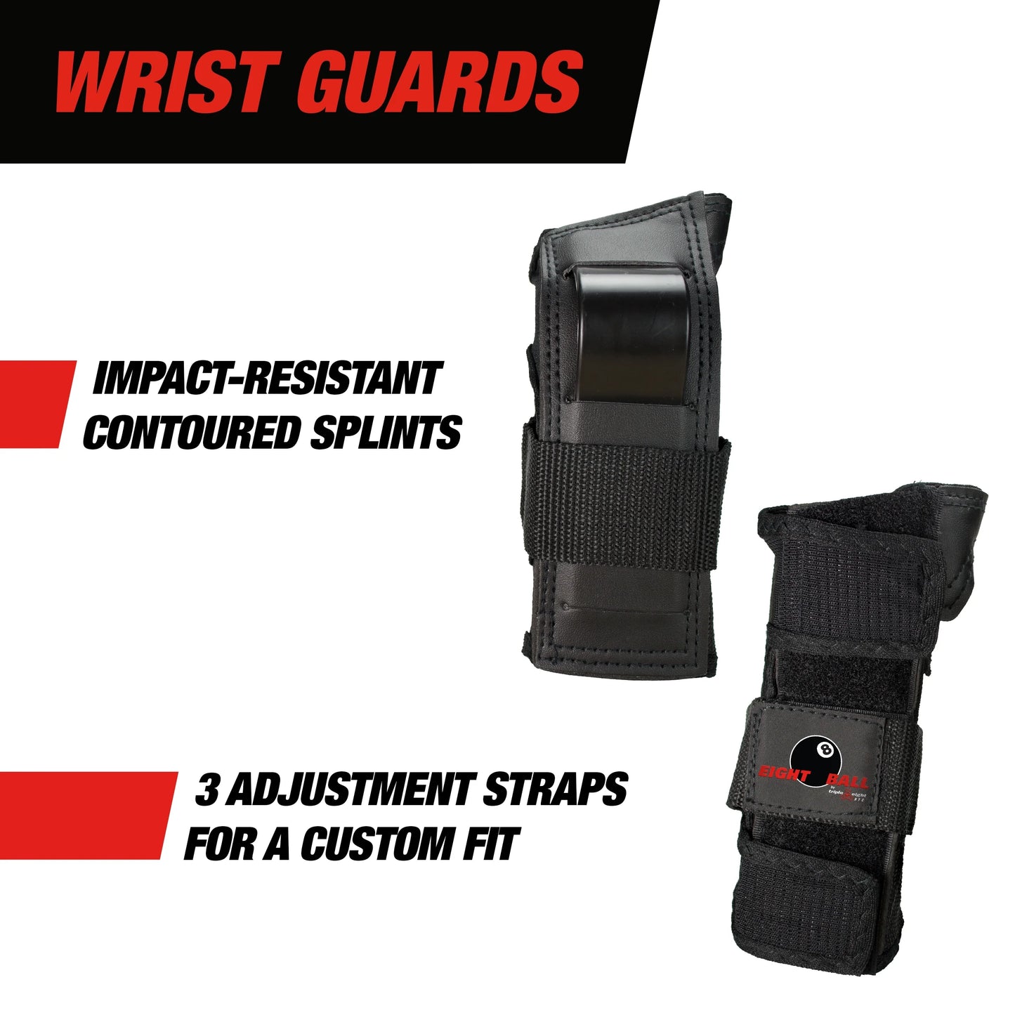 Black Pads for Bike, Skate, and Scooter, 3Pk, Youth 8+