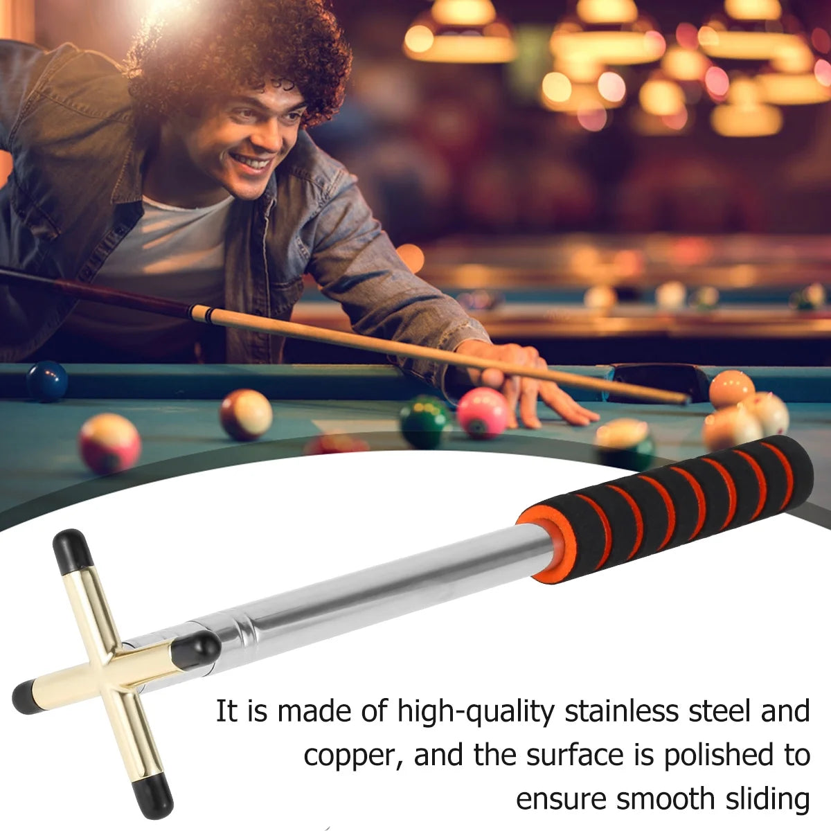 Retractable Billiard Bridge Stick Pool Table Billiards Cue Bridge Stick with Replaceable Bridge Head 12.8-60" Expandable Pool Stick Billiards for Pool Table