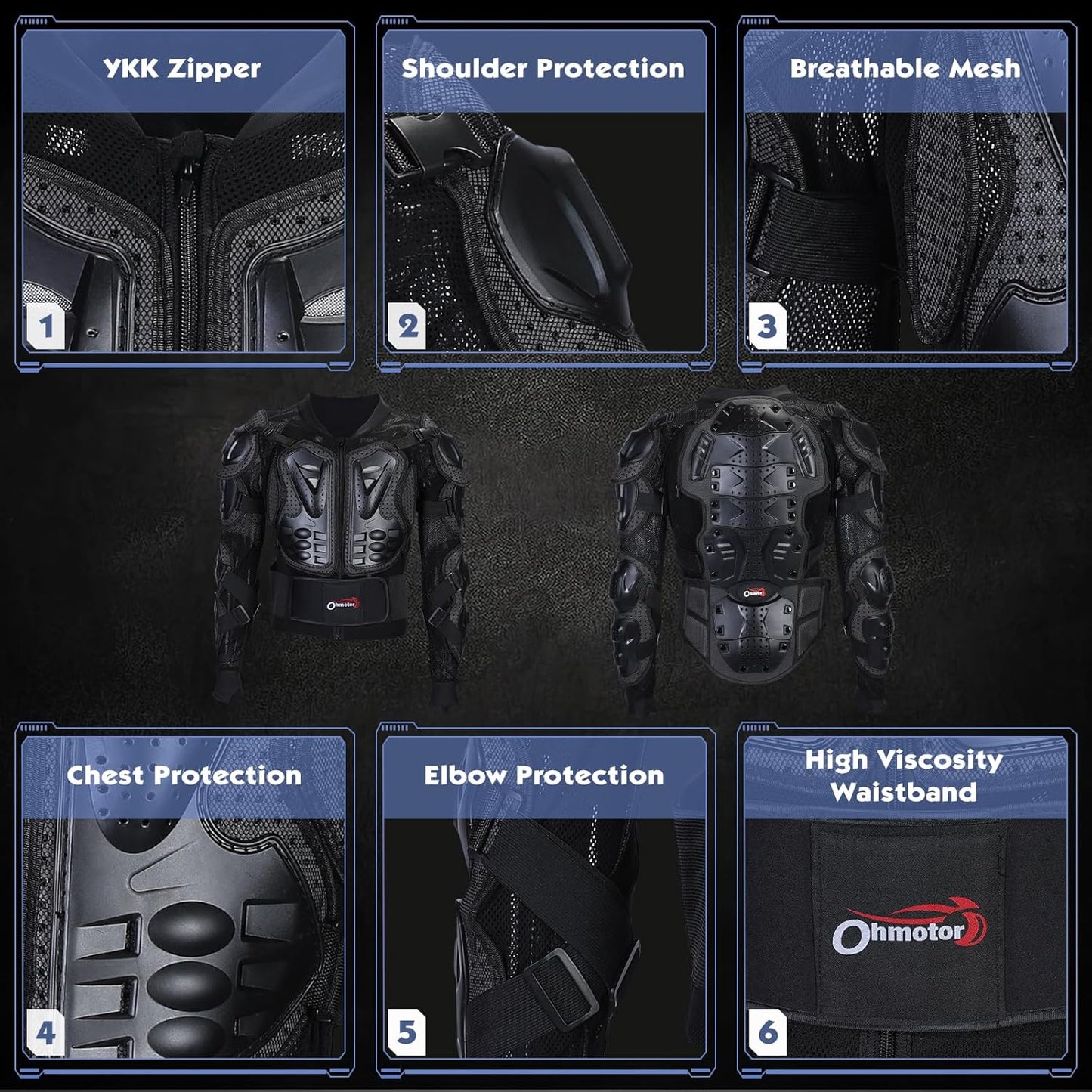 Motorcycle Body Protective Jacket Armor Men, Motocross Riding Protective Gear,Atv Dirt Bike Chest Spine Protector