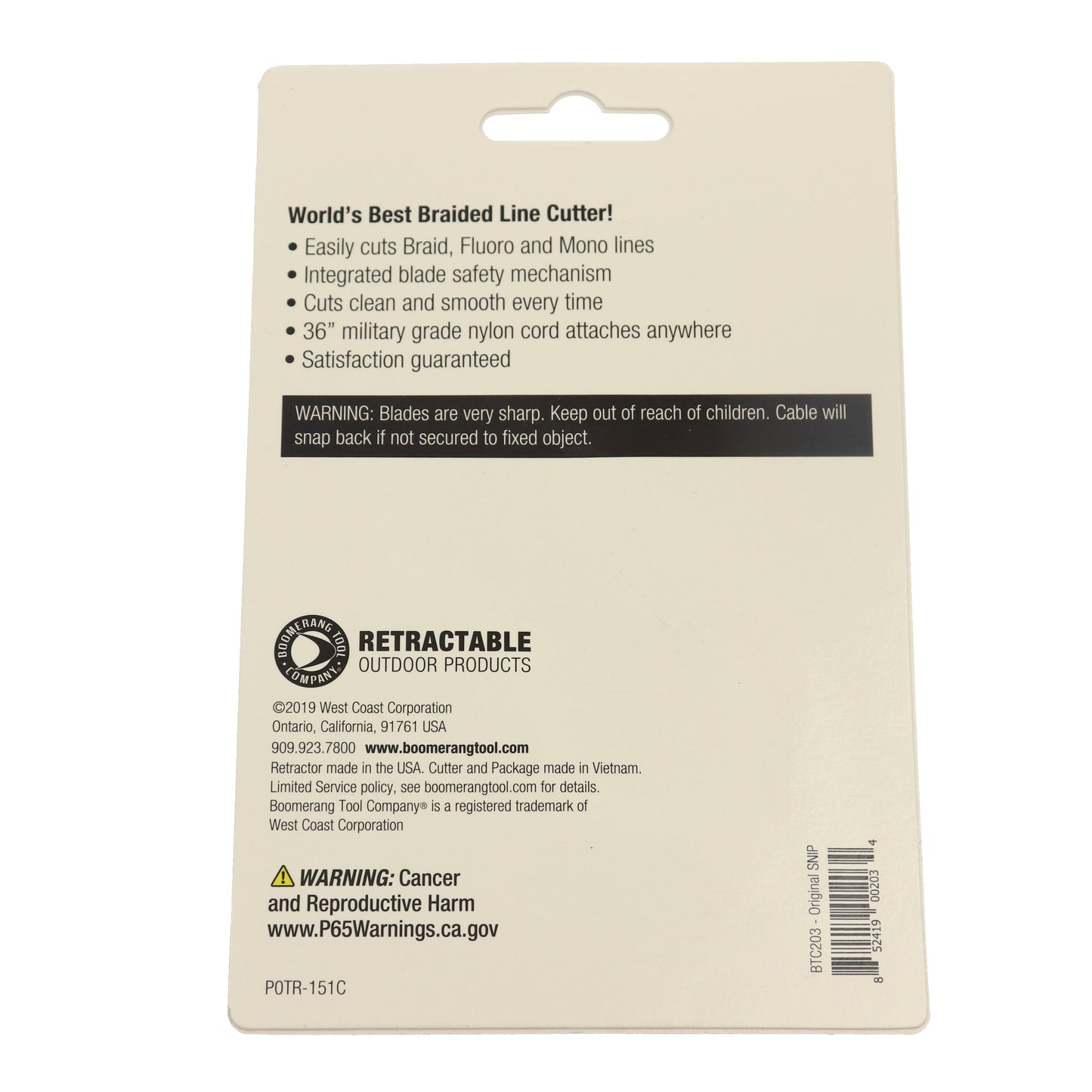 Boomerang Tool SNIP Basic Fishing Line Cutter, Black