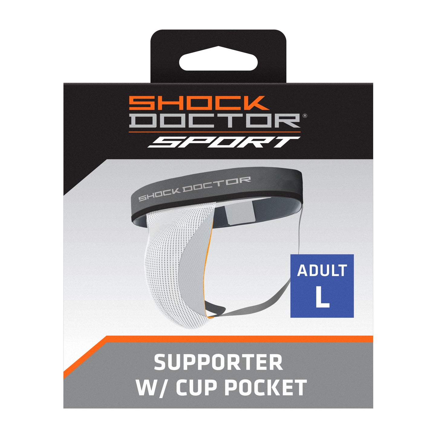 Sport Supporter with Cup Pocket, White, Size - Adult Large