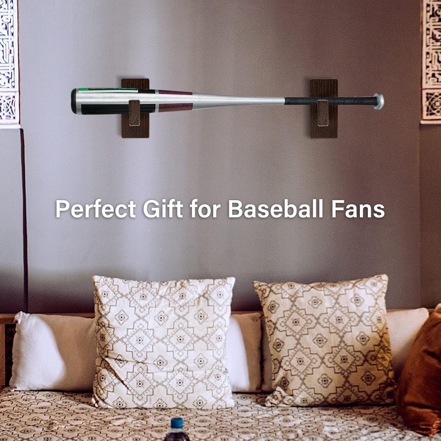 Baseball Bat Wall Mount, Horizontal Baseball Bat Holder Wall Mount for Display