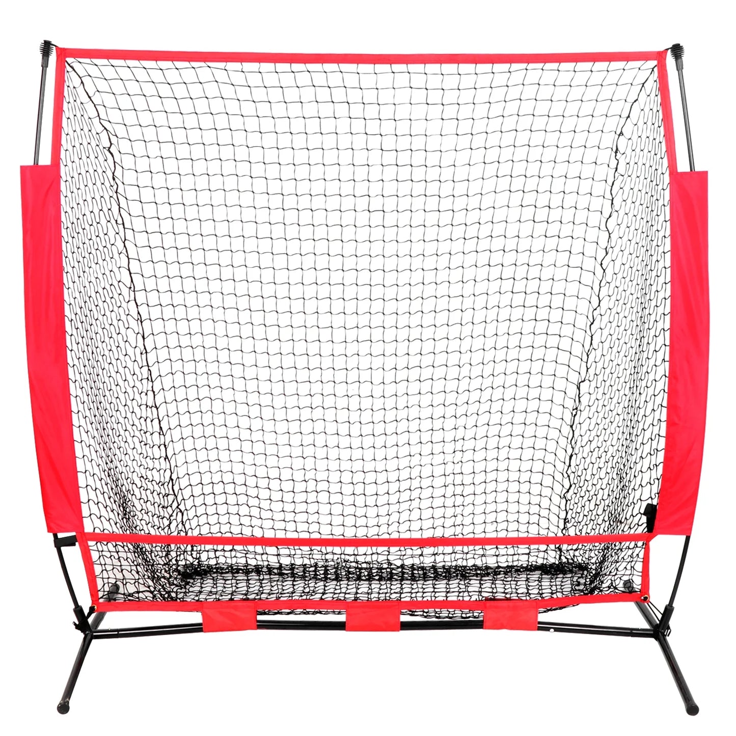 5X5Ft Portable Baseball Net Softball Practice Net W/ Carry Bag Red & Black