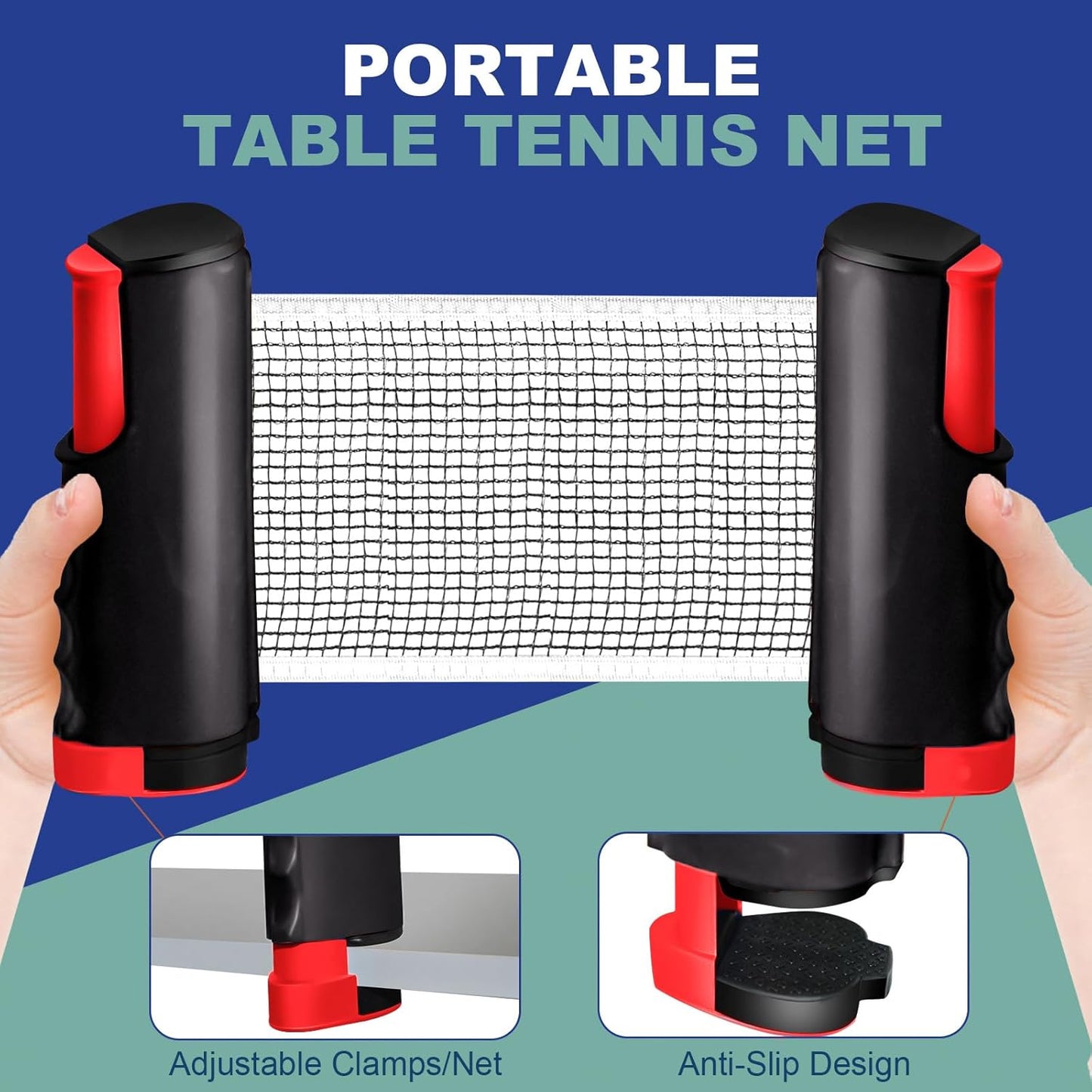 Retractable Ping Pong Net β 72" Table Tennis Net with Clamps Portable Ping Pong Net for Any Table and and Easy Setup Ping Pong Equipment Replacement Net for Ping Pong Tables
