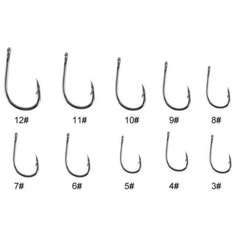 100Pcs Fishing Hooks Set Carbon Steel Single Circle Fishing Hook Fly Fishing Jip Barbed Carp Hooks Sea Tackle Accessories