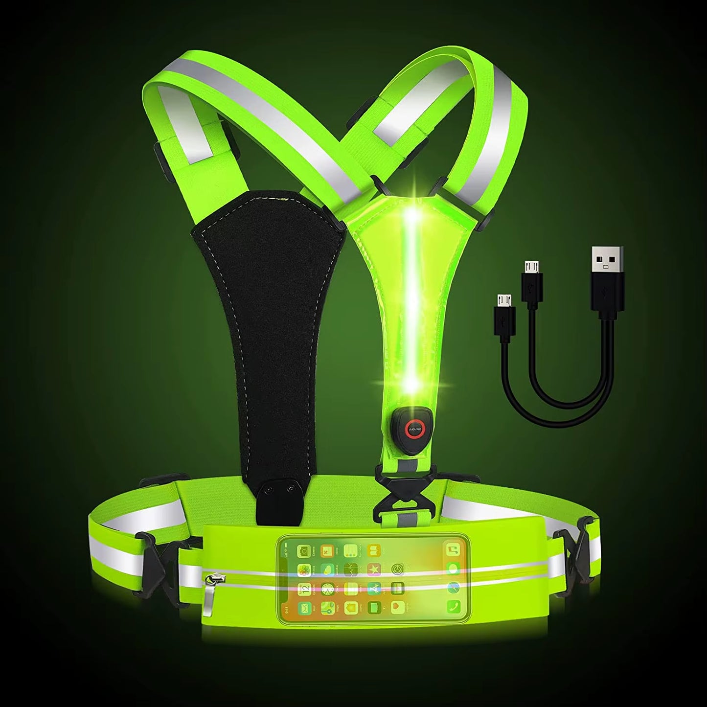 LED Reflective Vest Night Running Vest Glowing Reflector Straps Safety Vest Cycling Vest Warning Lights Reflective Vest Belt
