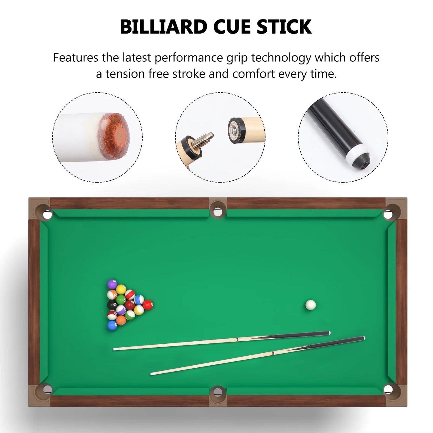 1-Piece Pool Cue Stick with 13Mm Tip 58" Professional Billiard Pool Cue Stick