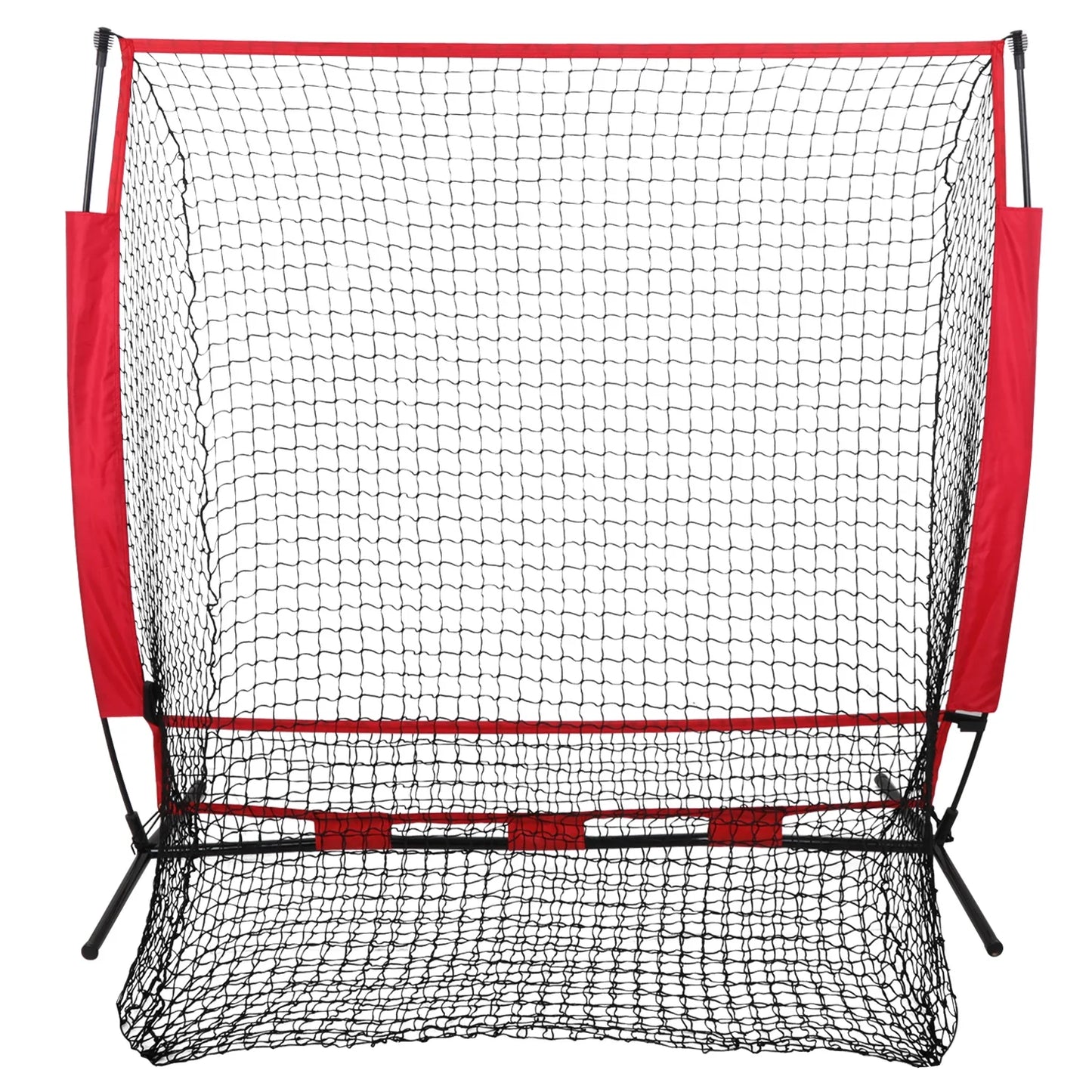5X5Ft Portable Baseball Net Softball Practice Net W/ Carry Bag Red & Black