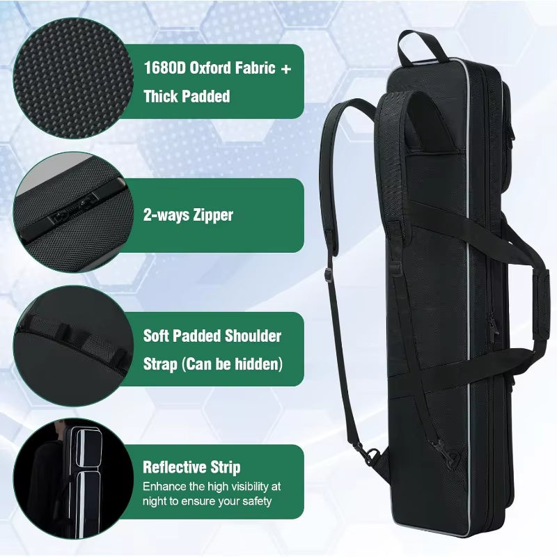 Pool Cue Case 4X5, Soft Padded with Multi-Pocket for 4 Butts and 5 Shafts, Pool Stick Case with Shoulder Straps for Pool Cue