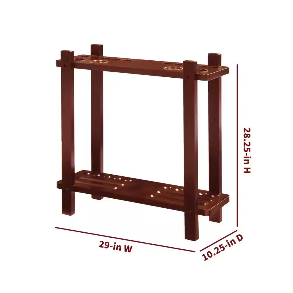 Classic Floor Billiard Pool Cue Rack in Antique Walnut