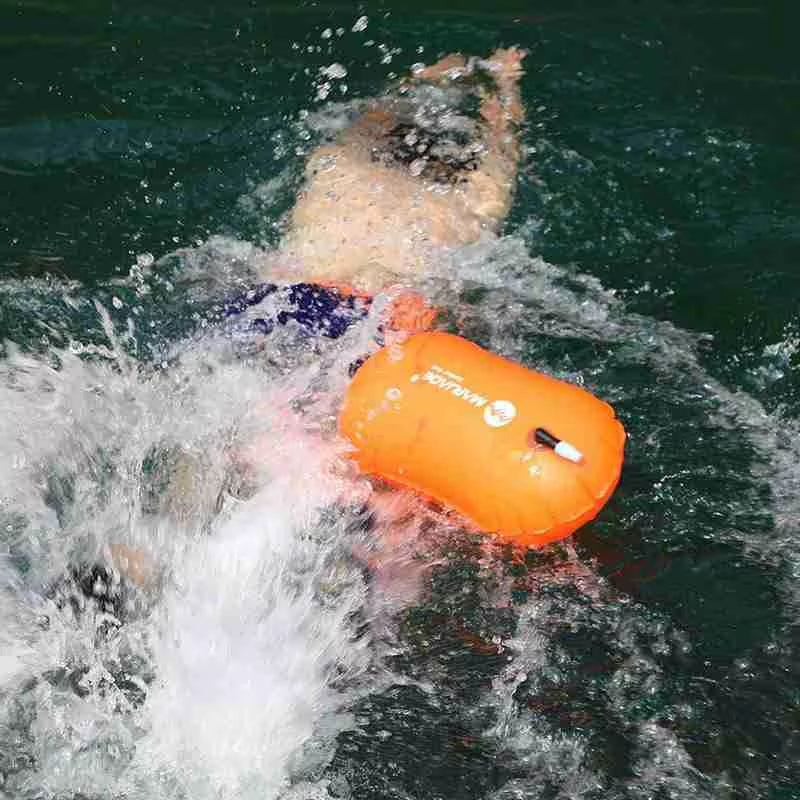 Swim Safe Buoy Tow Floats Inflatable Life Saving Swim Buoy PVC Inflated Air Drying Bag Drift Bag for Swimming Pool Open Water