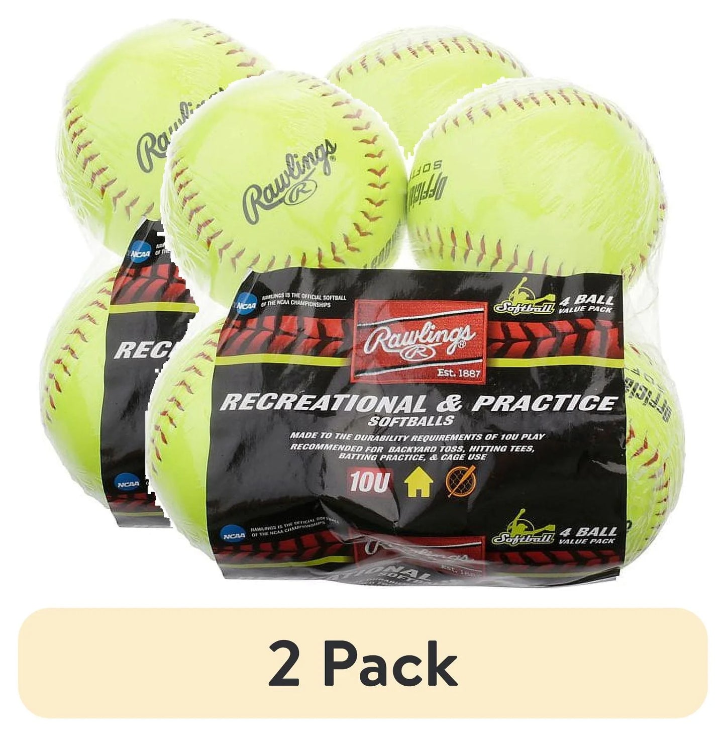 (8 Pack) NCAA Recreational Fastpitch Softballs, 11 Inch, 4 Count
