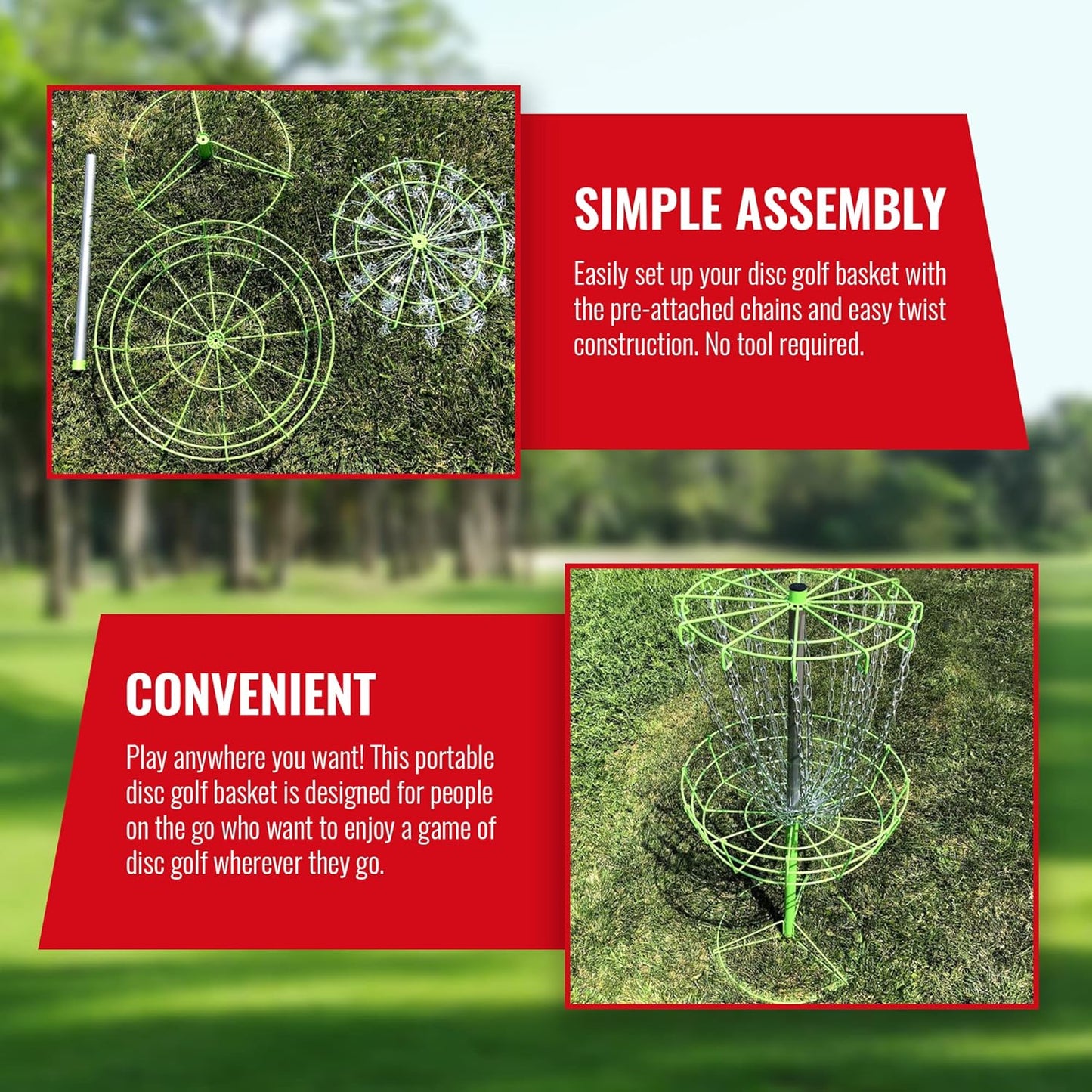 Growthesport Lite Disc Golf Basket - Portable, Lightweight, Easy-To-Set-Up Golf Practice Net with Heavy Duty Metal Chains Golf Practice Basket Set to Fairway, Backyard, Outdoor & More