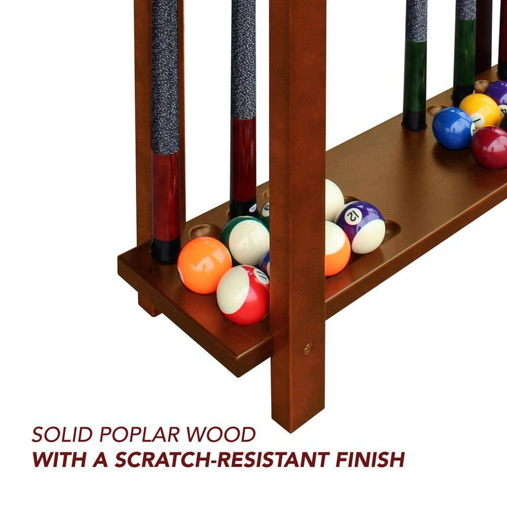 Classic Floor Billiard Pool Cue Rack in Antique Walnut