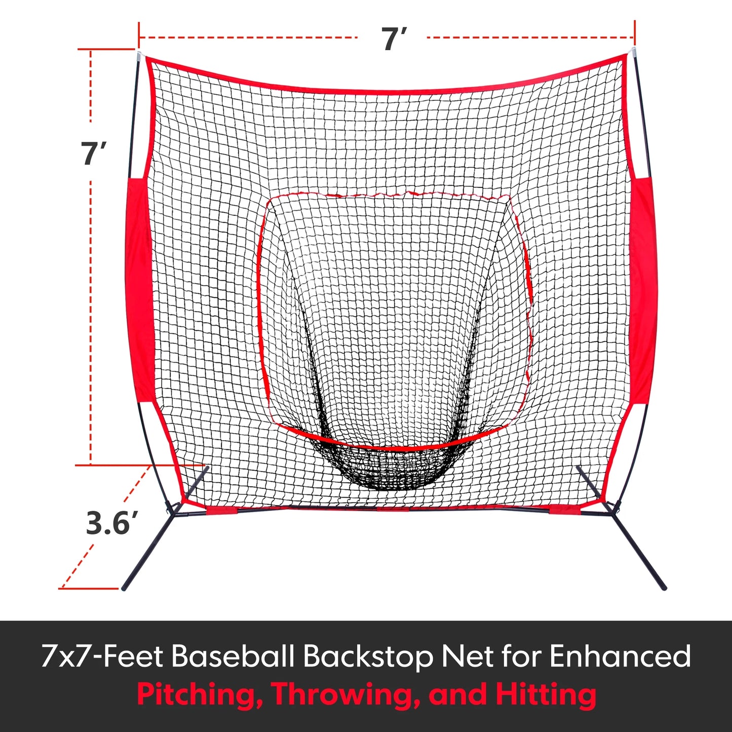 7X7Ft Portable Baseball Practice Net Softball Hitting Pitching Net W/Bag