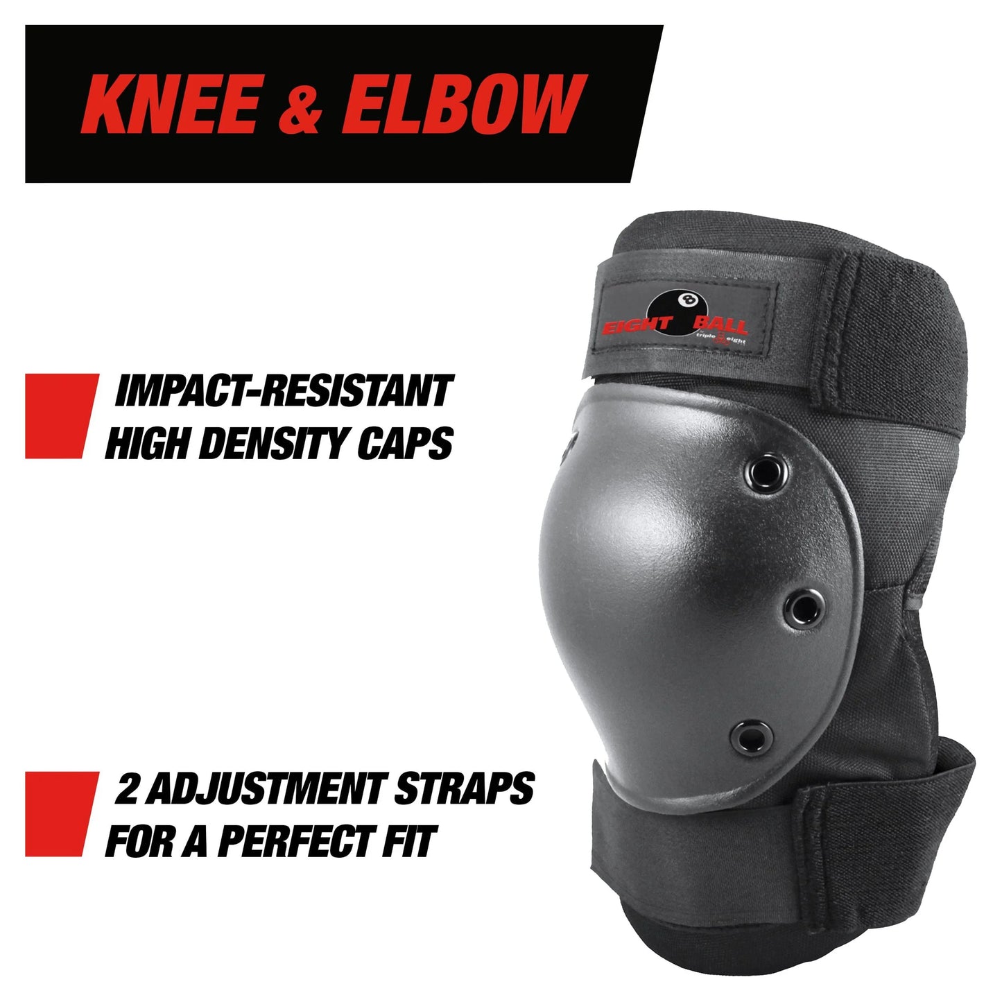Black Pads for Bike, Skate, and Scooter, 3Pk, Youth 8+