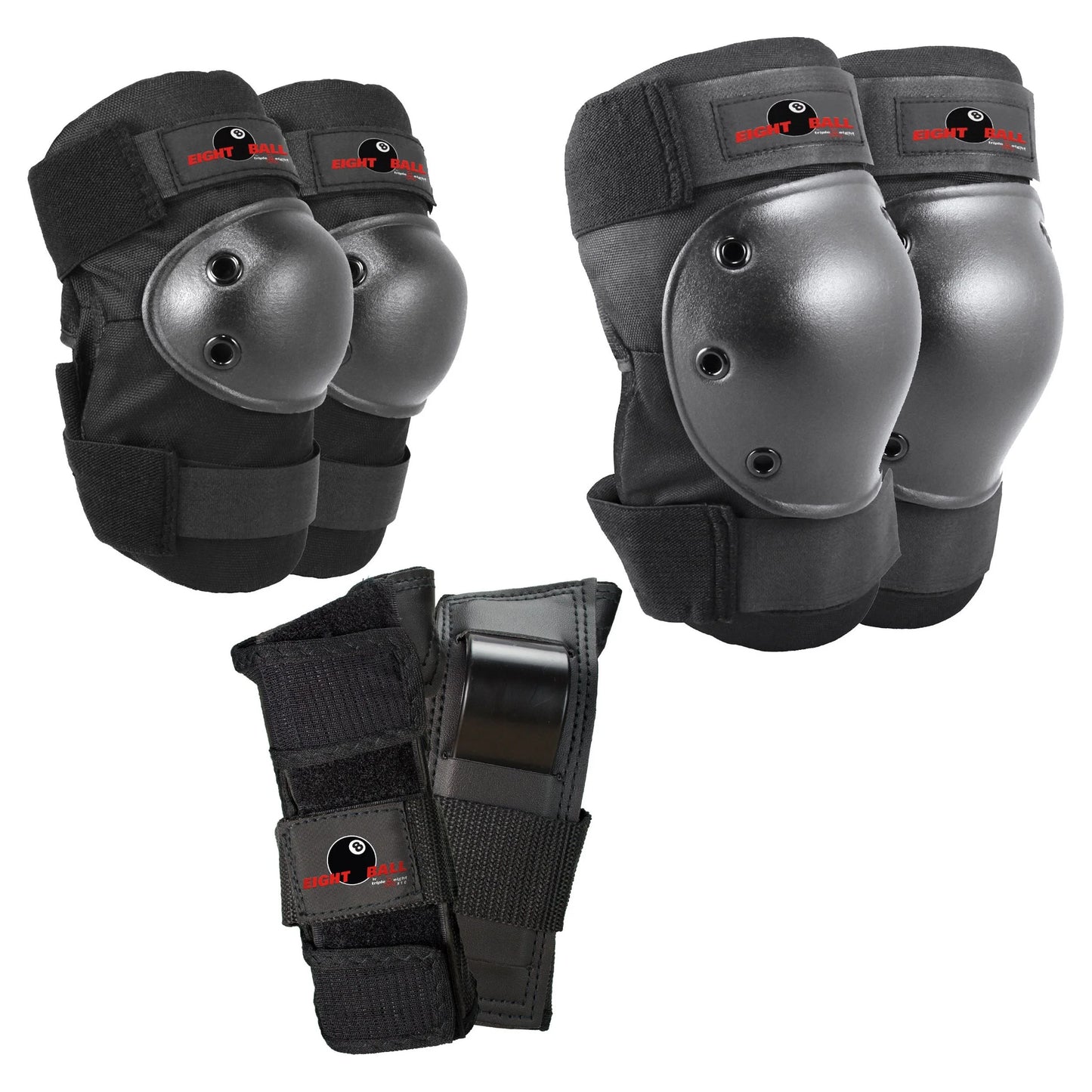 Black Pads for Bike, Skate, and Scooter, 3Pk, Youth 8+