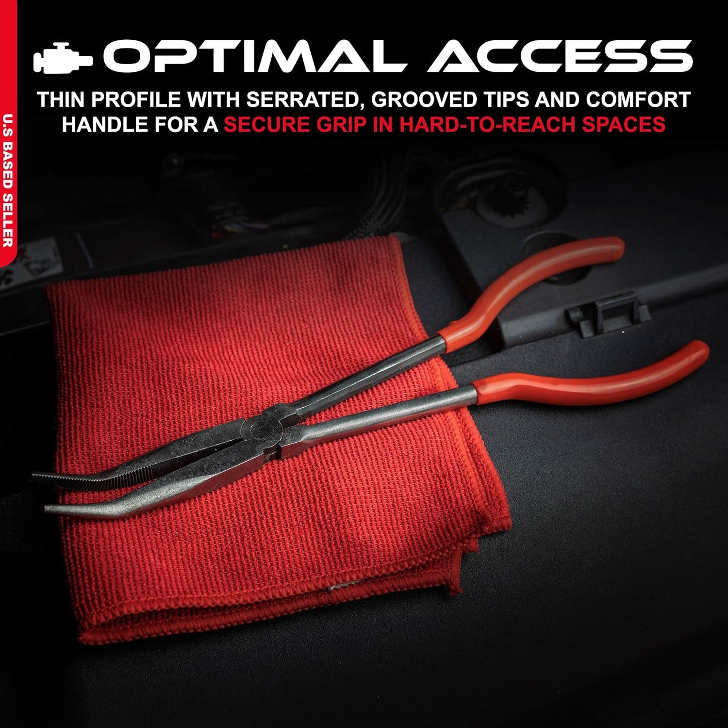 Long Reach 11In 45-Degree Bent Nose Pliers for Hard-To-Reach Narrow Spaces and Limited Clearance Areas