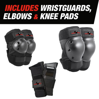 Black Pads for Bike, Skate, and Scooter, 3Pk, Youth 8+