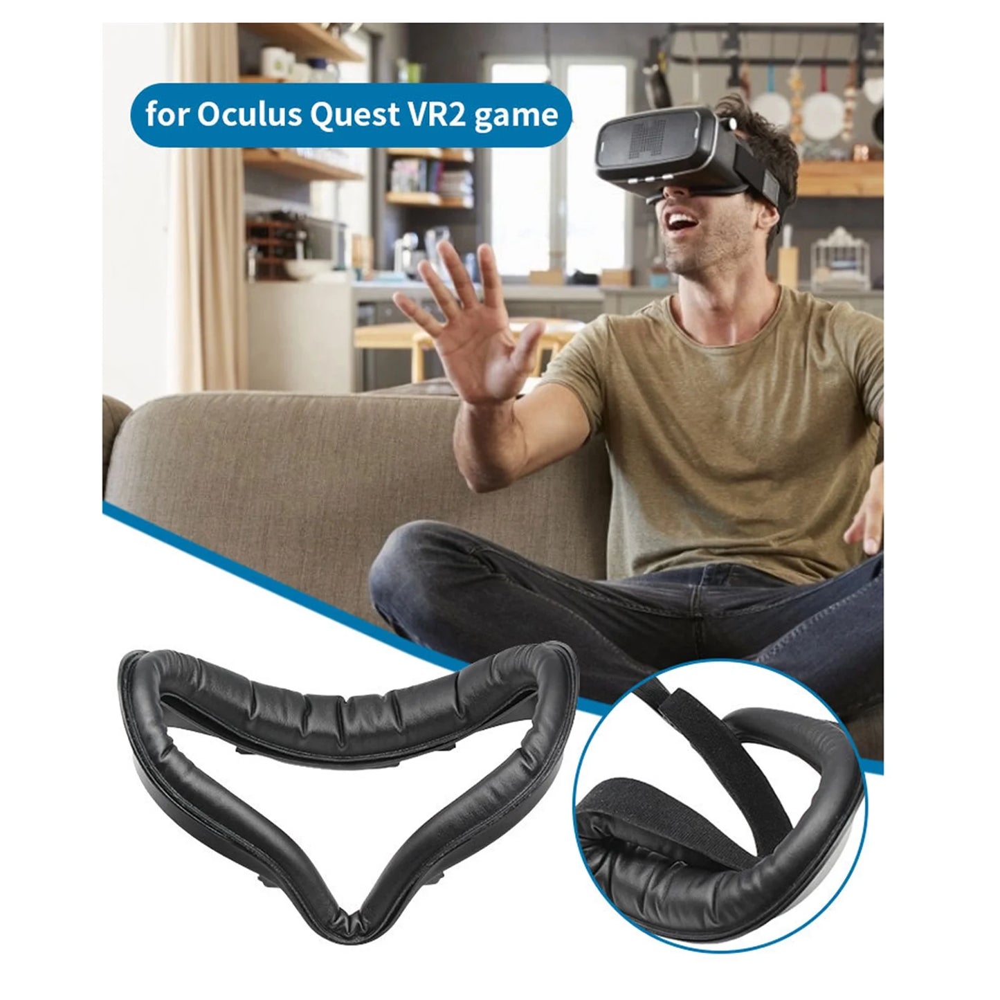 Replacement for  Quest 2 Vr-Accessories Replacement Face Cover Light Blocking Washable Face Pad, Black