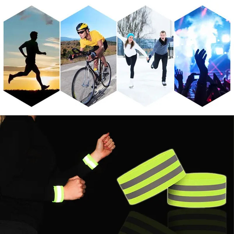 1Pc or 2Pcs High Visibility Reflective Bands on Wrist Arm Ankle Leg for Night Walking Cycling Running Safety Reflector Tape Straps