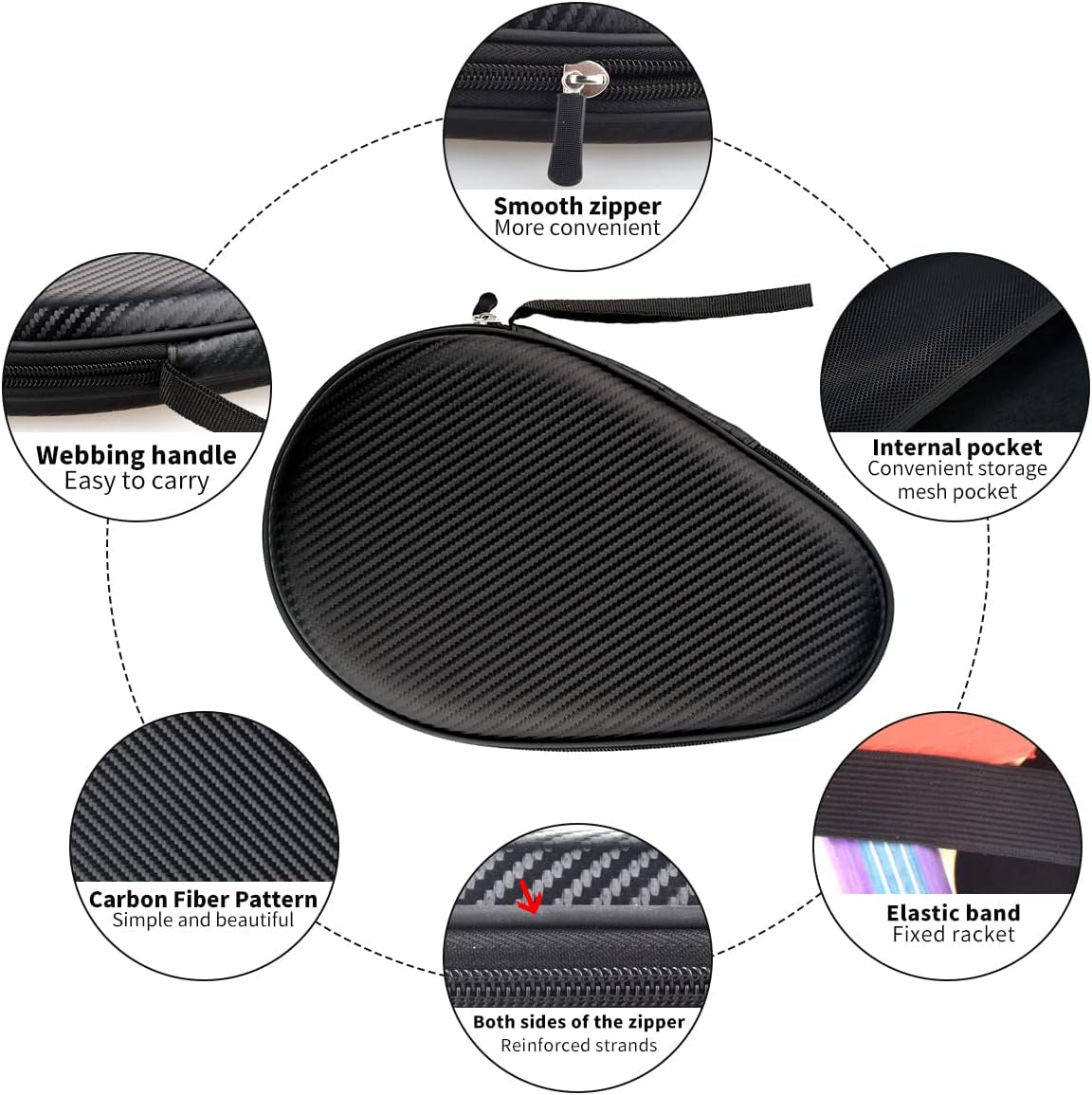 Ping Pong Paddles Case Hard Shell Ping Pong Portable Storage Bag Can Hold Protect 2 Racket Table Tennis Racket Cover for Ping Pong Balls Lovers Drop-Resistant and Durable Gifts