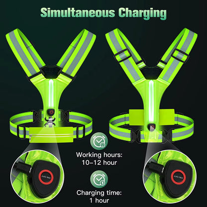 LED Reflective Vest Night Running Vest Glowing Reflector Straps Safety Vest Cycling Vest Warning Lights Reflective Vest Belt
