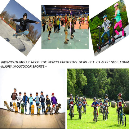 Protective Gear Set for Adult/Youth Knee Pads Elbow Pads Wrist Guards for Skateboarding Cycling Bike BMX Bicycle Scootering 6Pcs