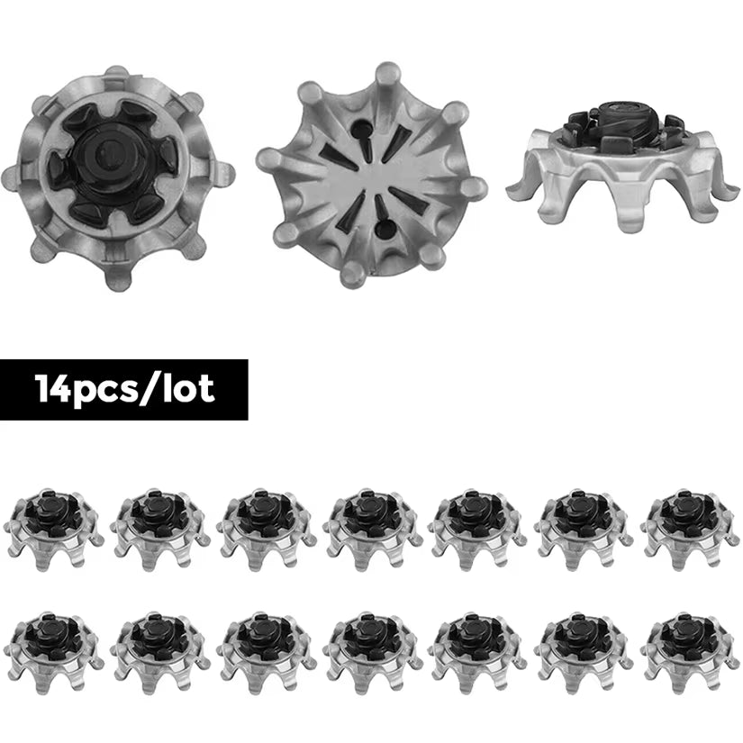 14Pcs/Pack Golf Shoe Spikes Replacement Studs Soft Fast Twist Cleat Metal Grey Black Golf Training Aids for Footjoy Shoes New
