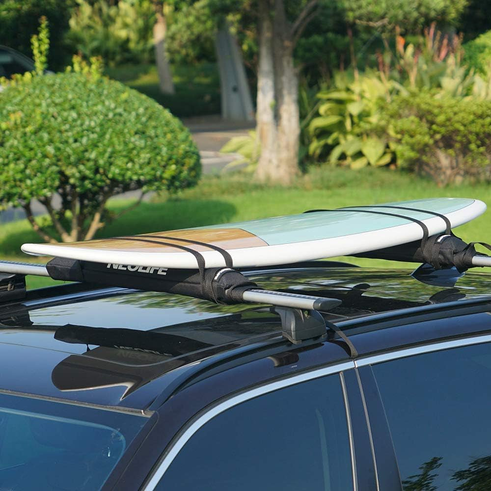 Soft Roof Rack Pads with Two 15 Ft Tie down Straps for Surfboard, SUP Paddleboar