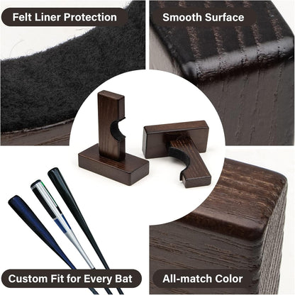 Baseball Bat Wall Mount, Horizontal Baseball Bat Holder Wall Mount for Display