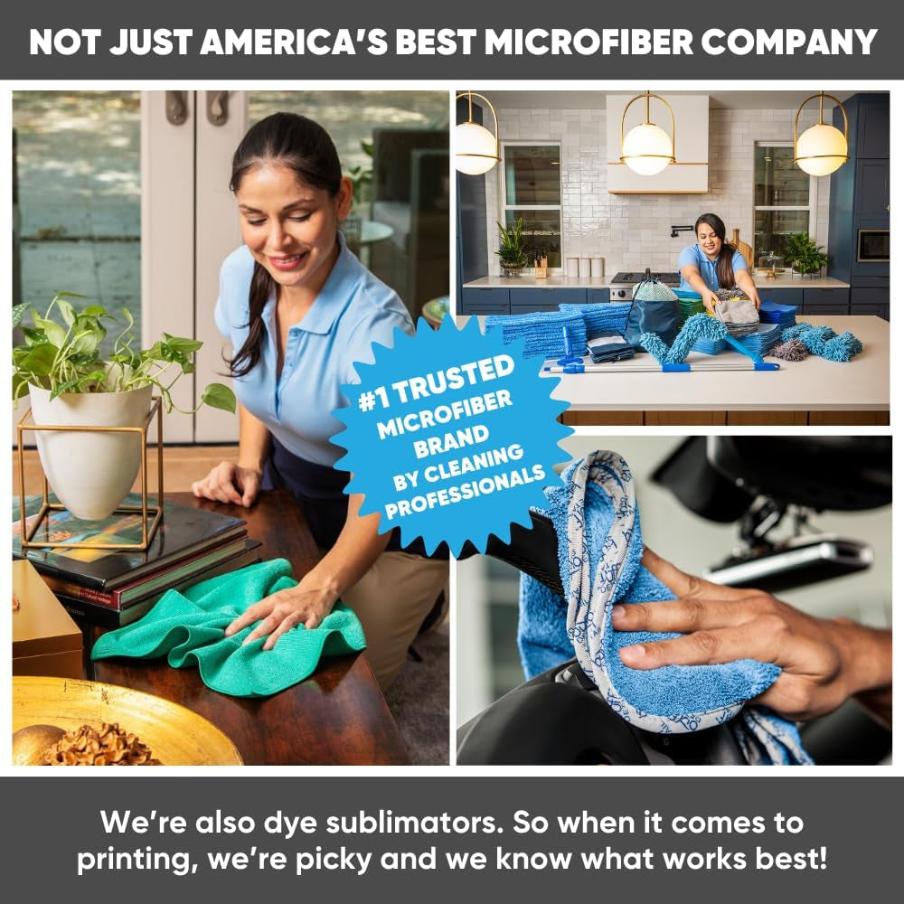 Kitchen Towels - Microfiber Waffle Weave Towels | Blue | 16 X 24 In. (6 Pack) | Absorbent, No Lint, Thick, Reusable, Commercial, Soft, Hand, Tea, Glass, Bar, Sublimation Blank, Polyester Cloths