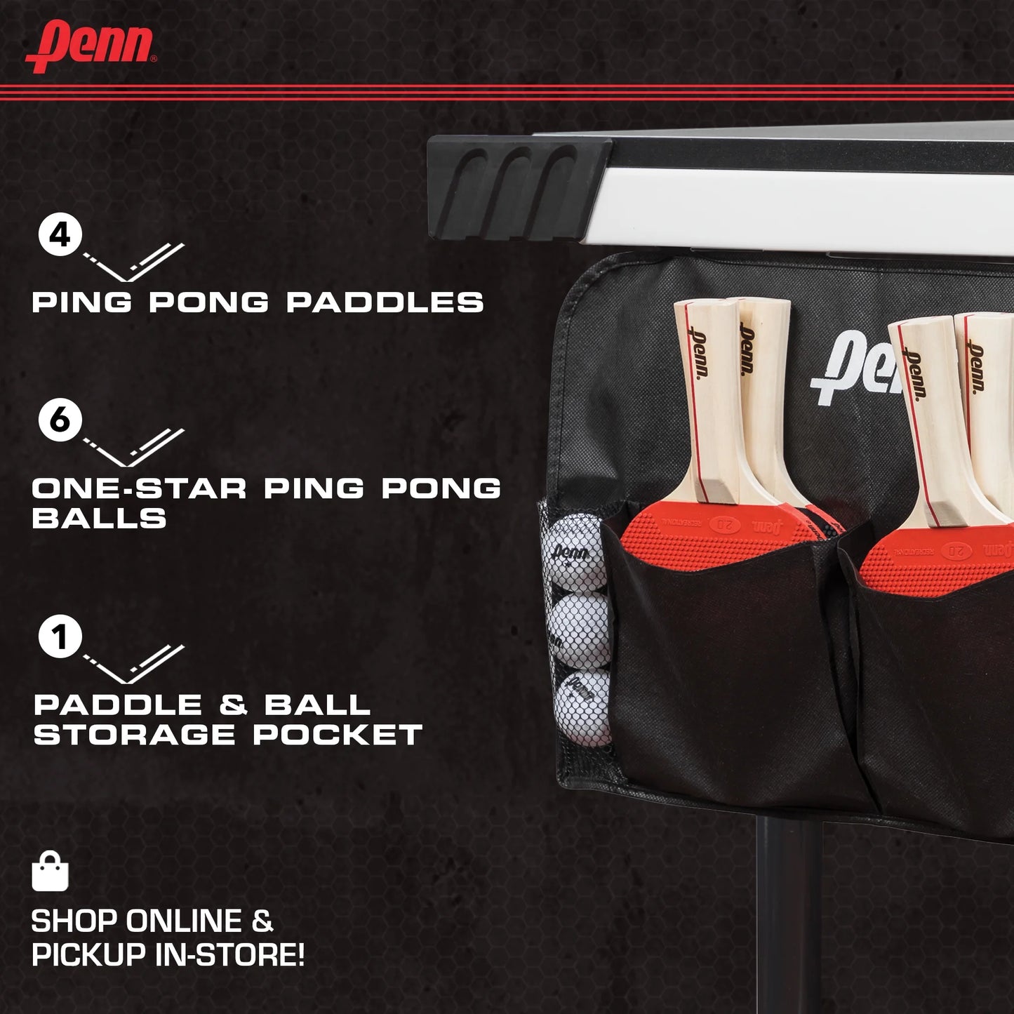 Table Tennis Accessory Set - 4 Ping Pong Paddles, 6 Balls and Storage Pocket