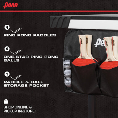 Table Tennis Accessory Set - 4 Ping Pong Paddles, 6 Balls and Storage Pocket