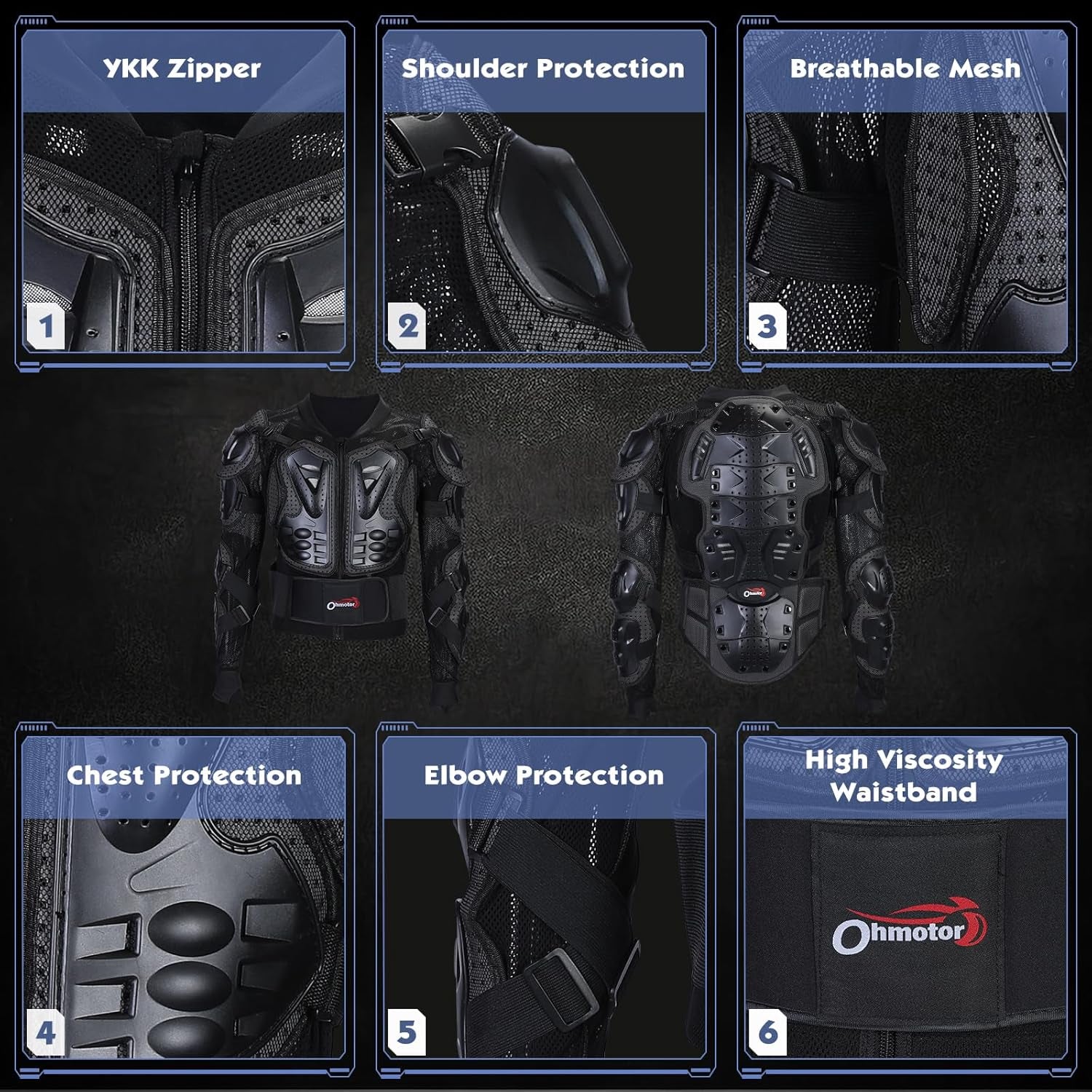 Motorcycle Body Protective Jacket Armor Men, Motocross Riding Protective Gear,Atv Dirt Bike Chest Spine Protector
