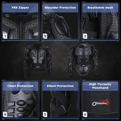 Motorcycle Body Protective Jacket Armor Men, Motocross Riding Protective Gear,Atv Dirt Bike Chest Spine Protector