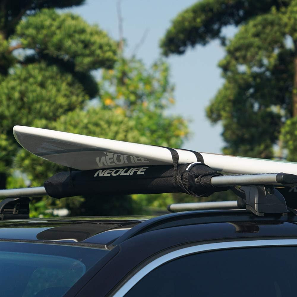 Soft Roof Rack Pads with Two 15 Ft Tie down Straps for Surfboard, SUP Paddleboar