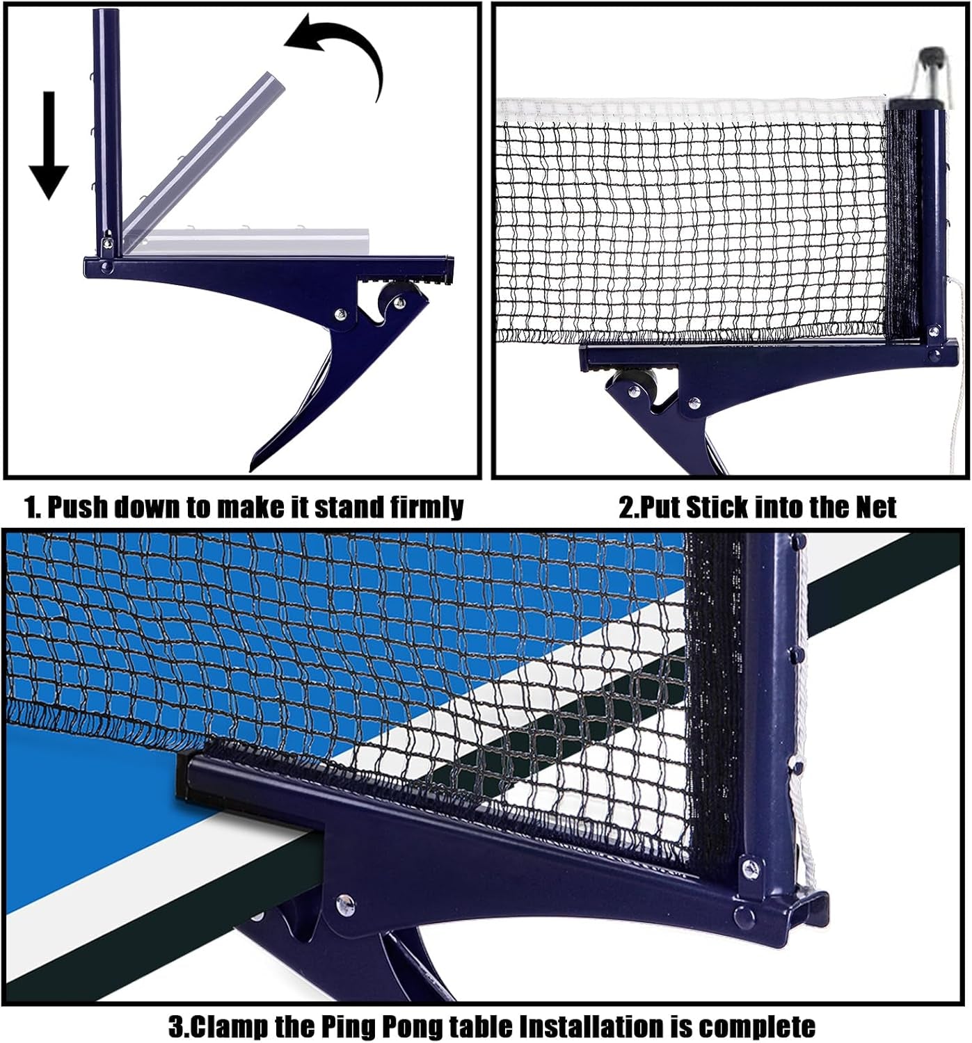 Collapsible Table Tennis Net,Training Competition Professional Ping Pong Net Portable Posts with Adjustable Strength Clip,Stable Base for Standard Table