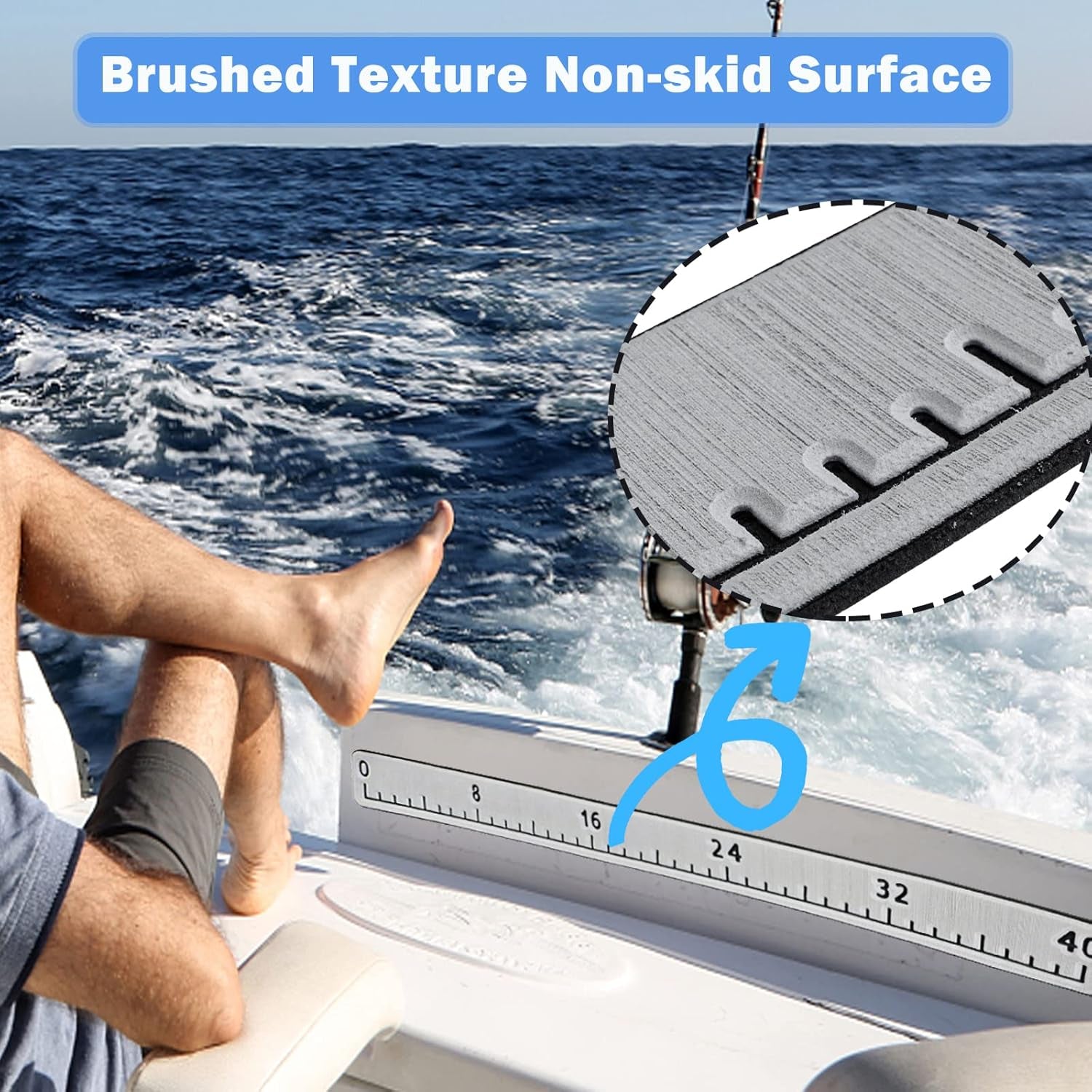 Fish Ruler for Boat 40In EVA Foam Fish Measuring Ruler with Self-Adhesive Backing for Fishing Kayaks Accessories, Fish Ruler Measurement Sticker Tool for Fish Boat (40" Fish Ruler)