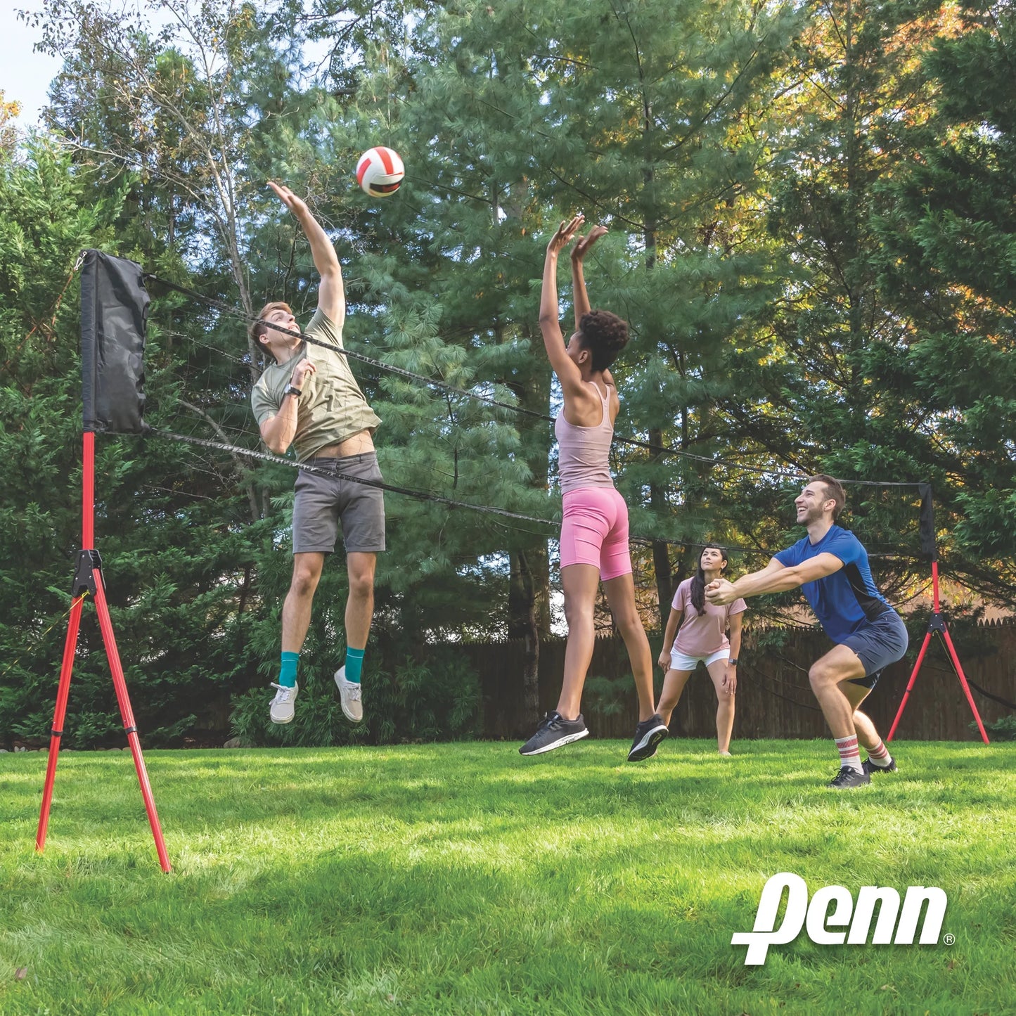 Easy Fit Premium Volleyball Set, Includes Adjustable Net and Ball - Extends from 10 Ft. to 30 Ft. to Fit Your Yard
