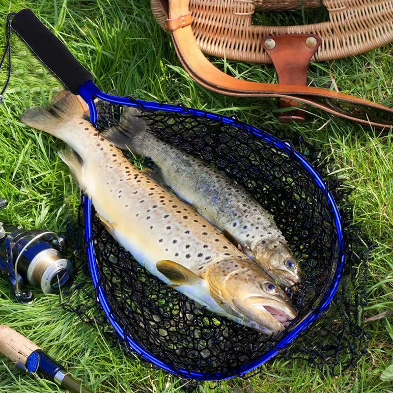 Portable Aluminum Alloy Fishing Net, Non-Slip Pole, Catching Fishes, Landing Net, Convenient, Red